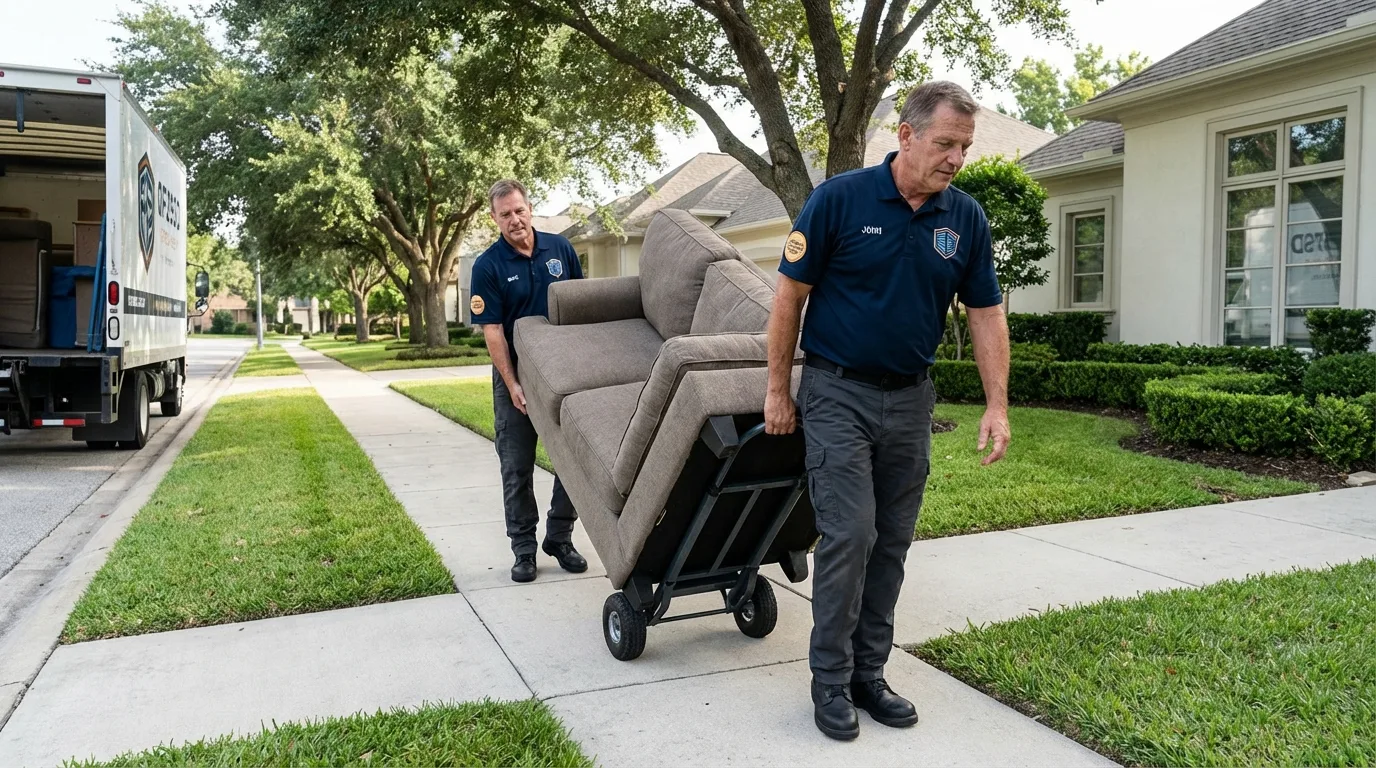 Local residential moving crew loading furniture in La Grande, OR